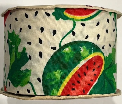 Lion Ribbon Company Vintage Watermelon Print 2 5/8" Wide 100% Cotton 25 Yards - Image 1 of 4