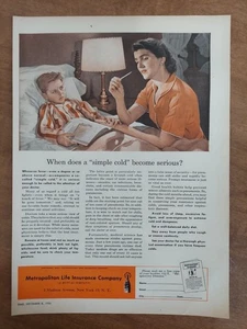 Metropolitan Life Insurance Sick Boy Mom Thermometer 1952 Vintage Print Ad - Bild 1 von 1