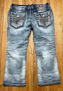 Men’s Rock Revival Callan Boot Distressed Jeans Size 44x30 BRAND NEW - Picture 1 of 9