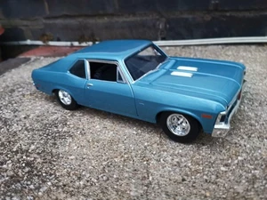 MAISTO 1970 CHEVROLET NOVA BLUE CLASSIC US MUSCLE 1.18 BOXED SUPER DETAIL - Picture 1 of 6