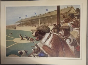 Hunde spielen Baseball 1907 "1 to Tie two to win" C.H. COOLIDGE Kunstdruck 16x12 - Bild 1 von 8
