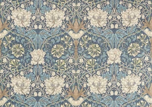 DISEÑO DE TELA CORTINA WILLIAM MORRIS MADRESELVA Y TULIPÁN 3,7 METROS LANA/TOMILLO - Imagen 1 de 7