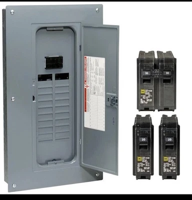 Square D Homeline 100A 20SPC 40 Circuit Main Breaker Plug on Neutral Load Center - Image 1 of 4