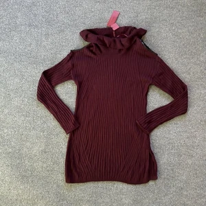 Love Scarlett Sweater Womens Small Cherry Wine Ribbed Cowl Neck Pullover New - Picture 1 of 12