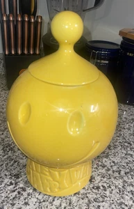 Vintage 1970's McCoy Pottery "Have a Happy Day" Yellow Smiley Face Cookie Jar - Picture 1 of 6