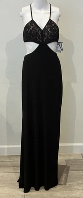 Nuevo con etiquetas Vestido Maxi Halter Morgan Negro Detalle Encaje Talla 5/6 Formal Vacaciones Evento Foto 1 de 4