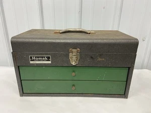 Homak Industrial 18" 2 Green Drawer Friction Toolbox, Grey Green Vintage - Picture 1 of 12