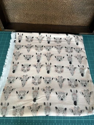 DOODLES~Joann Fabrics Stretch Knit~Soft Pink Back w/Animals~1 YARD x 60”W~CUTE! - Image 1 of 4