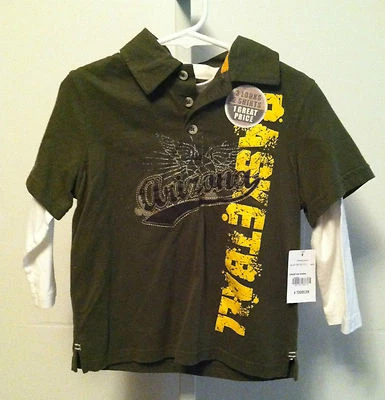 Arizona Jeans Boys/Toddlers 4/4T Kingston Green Long Sleeve Layered Shirt BNWT - Image 1 of 4