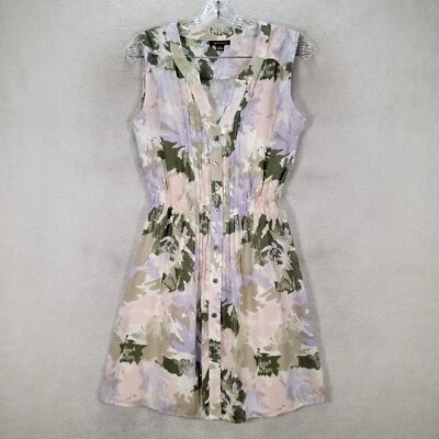 Vestido para mujer I Heart Ronson talla S lila floral plisado cuello en V calce clásico acampanado Foto 1 de 4