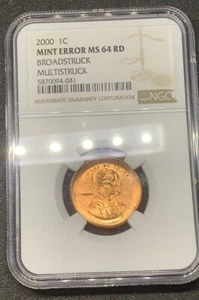 2000 1C MINT ERROR MS 64 RD BROADSTRUCK MULTISTRUCK NGC - Picture 1 of 8