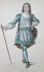 Le Menteur Antique 1873 Hand Colored Theater Engraving Corneille by Geffroy - Picture 1 of 7