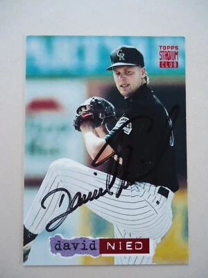 David Nied - 1994 Topps Stadium Club Autographed Baseball card #153 - Rockies - Image 1 of 2