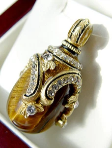 SALE! WUNDERSCHÖNER ANHÄNGER STERLINGSILBER 925 mit ECHTEM TIGERAUGE 24K - Bild 1 von 1