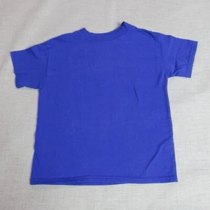 Hanes BEEFY T-Shirt Boys Small Blue Crew Neck Tagless Short Sleeve Casual Tee - Picture 1 of 6