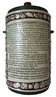 Großer Rumtopf mit Rezept 8 Liter Marzi & Remy Westerwald Keramik 60er 70er TOP - Bild 1 von 4