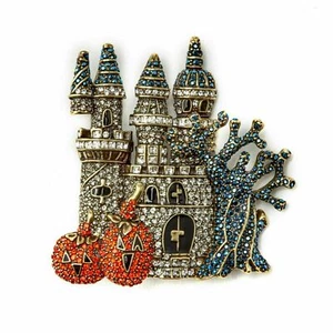 Heidi Daus "Spooky Castle" Halloween Crystal Pin  - Picture 1 of 6