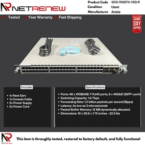 Arista DCS-7050TX-72Q-R 48x 10GB 6x 40Gbe QSFP+ Switch - Picture 1 of 1