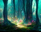 MAGICAL FAIRY WOODLAND FOREST CANVAS PICTURE PRINT WALL ART