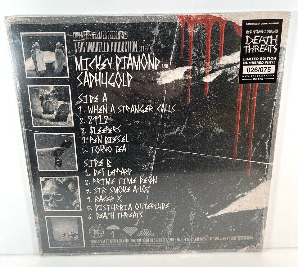 MICKEY DIAMOND X SADHUGOLD Death Threats Alt Cover Vinyl LP #26 of 75 NEW!! — 第 1/4 张图片