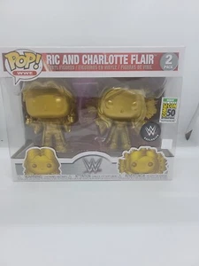 Funko Pop Ric & Charlotte Flair Gold 2 Pk WWE SDCC 2019 Exclusive Sticker *read - Picture 1 of 15