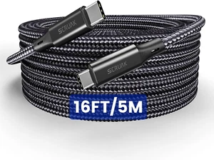 Extra Long Iphone 16 15 Charger Cable 16Ft, 16 Feet USB C to C Cable Fast - Photo 1 sur 12