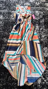 NEW WOMEN'S XHILARATION Multi-Color Striped Long Maxi Dress, sz XS *FREE SHIP* - Picture 1 of 7