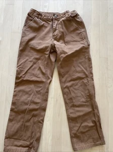 Carhartt Youth Boys 12 Brown Duck Carpenter Utility Cargo Pants Work Wear - Picture 1 of 5