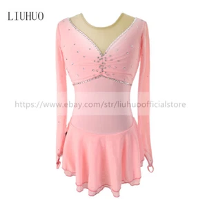 Abito da pattinaggio su ghiaccio donna aldult ragazza personalizza concorso costume body rosa - Foto 1 di 8