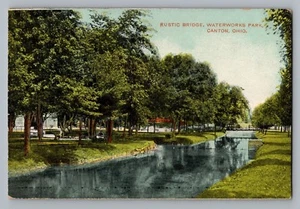 Postal antigua del parque de obras hidráulicas puente rústico Canton Ohio OH 1907-15 - Imagen 1 de 2
