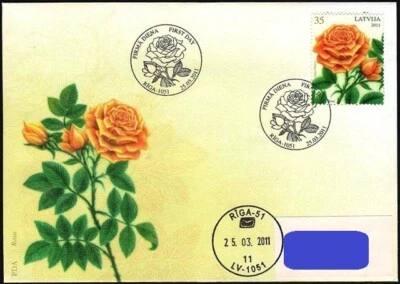 Latvia 2011 (03) Flower Blume Fleur Rose (addressed FDC) - Image 1 of 3