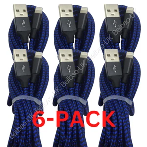 6 PACK Braided USB Fast Charger Cable 10ft Long For iPhone 14 13 12 11 XR 8 7 6 - Picture 1 of 10