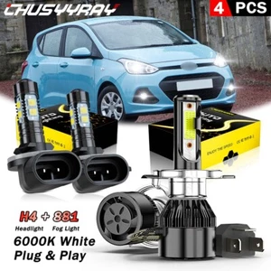 For Hyundai Grand i10 2015 2016 9003 H4 & 881 LED Headlight Foglight Bulbs 6000K - Picture 1 of 19