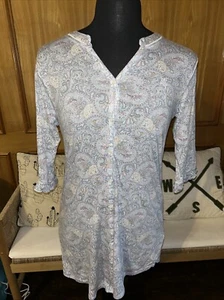 Lauren Ralph Lauren Women’s Paisley Nightgown Shirt Size M EUC Black Label - Picture 1 of 13