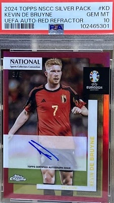 Kevin De Bruyne, /5, AUTO, PSA10, POP1, TOPPS NSCC SILVER PACK UEFA AUTO RED - Image 1 of 2