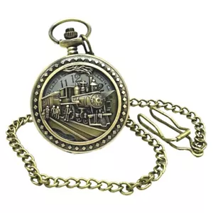 NEW Invicta Vintage 47mm Locomotive Pocket Quartz Bronze Tone w/Chain Watch - Picture 1 of 2