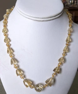Collar de cuentas de citrino facetado geométrico Art Deco vintage. 18 pulgadas. Captura 14K - Imagen 1 de 7
