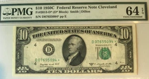 $10 1950C Federal Reserve *Star* Note Cleveland PMG 64 EPQ     9391 - Picture 1 of 6