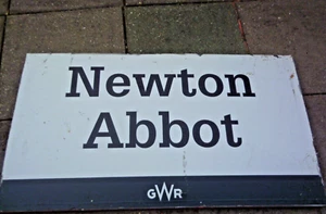 BRITISH RAIL GWR region NEWTON ABBOT PLATFORM SIGN ..... FAST POST - Picture 1 of 3