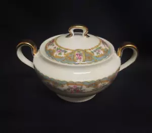 Elite Works Limoges Französische Rosen Türkis Gold Vergoldet Griffe Zuckerdose Schale - Bild 1 von 10