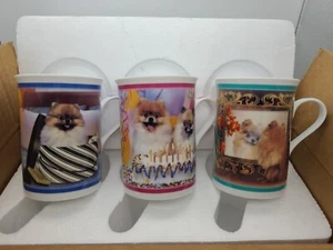 Danbury Mint Purely Pomeranians Dog Porcelain Collector Mug Set Of 3 New NIB - Picture 1 of 14
