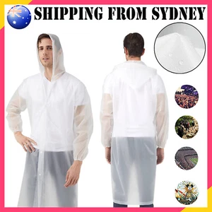 Waterproof Raincoat Jacket Mens Womens Long Hooded Rainwear EVA Rain Coat AUSELL - Picture 1 of 14