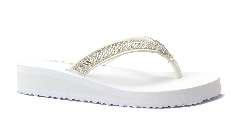 NEW Girls Rhinestone Sandals mid-sole flip flop - Image 1 of 1