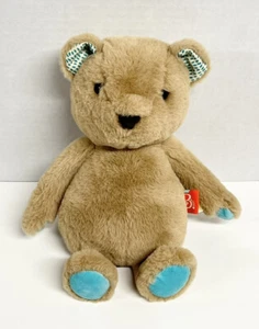 B Softies Teddy Bear 11" Plush Cara-Mellow Tan Brown w/ Blue Paws Soft Stuffed - Picture 1 of 3