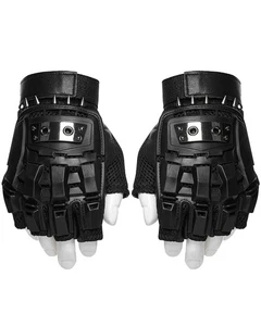 Punk Rave Hombres Gótico Apocalíptico Táctico Armadura Guantes Sin Dedos con Puntas Negros - Imagen 1 de 10