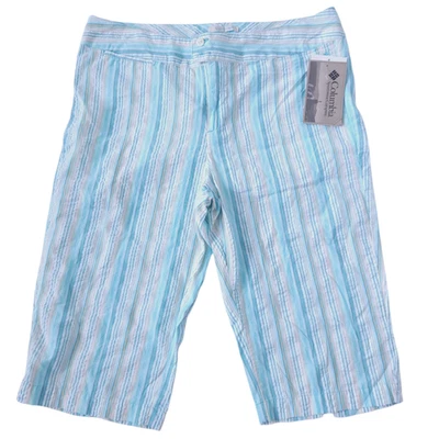 Nuevo Pantalones Cortos Columbia River Relax Bermudas Talla 8 Rayas Azules 100% Algodón Foto 1 de 4
