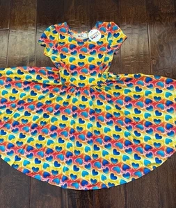 *NWT* DotDotSmile Size 7 Beautiful Blue Hearts Cap Sleeve Dress - Picture 1 of 6