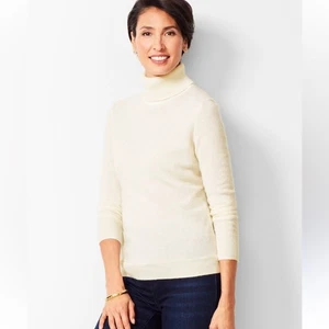 Suéter Talbots Cuello Simulado 100% Cachemira Suave Crema Marfil Para Mujer Talla Pequeña” - Imagen 1 de 7