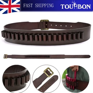 TOURBON Leather Shooting Cartridges Belt .38/357/9mm Magnum Ammo Carry Holster - Picture 1 of 24