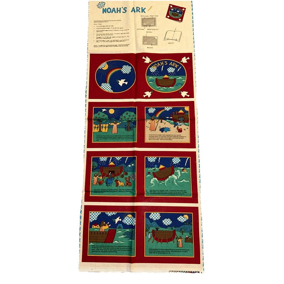 Panel de tela de algodón vintage N.T. Inc panel de libro de corte y costura Arca de Noé Foto 1 de 4
